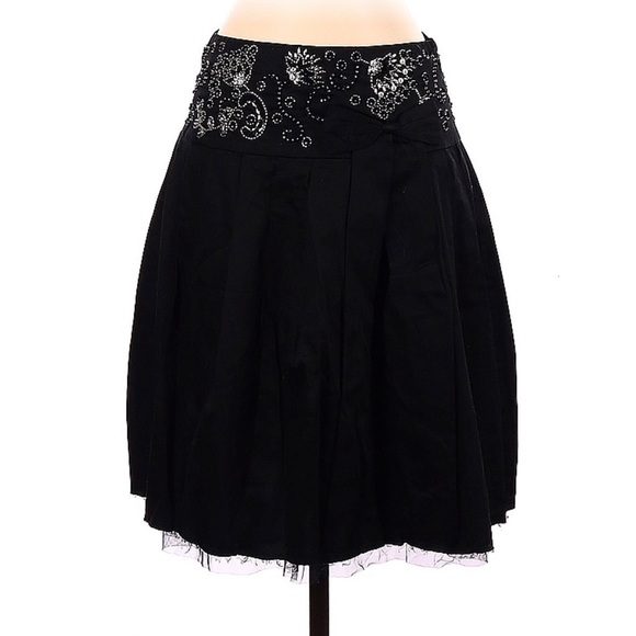 Free People Dresses & Skirts - Free People black beaded, pleated skirt with bow front